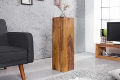 Design Deko Säule 3er Set MAKASSAR 80cm braun Sheesham stone finish Handarbeit