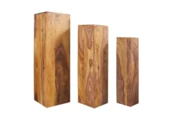 Design Deko Säule 3er Set MAKASSAR 80cm braun Sheesham stone finish Handarbeit