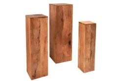 Design Deko Säule 3er Set MAKASSAR 80cm Mangoholz Handarbeit