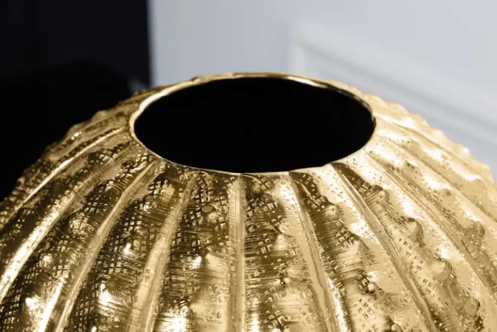 Design Deko Vase ABSTRACT 30cm gold Handarbeit Hammerschlag