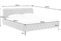 Design Doppelbett MODERN BAROCK 180x200cm grau Samt Chesterfield