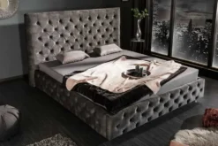 Design Doppelbett PARIS 180x200cm grau Samt Chesterfield