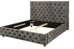 Design Doppelbett PARIS 160x200cm grau Samt Chesterfield Polsterbett