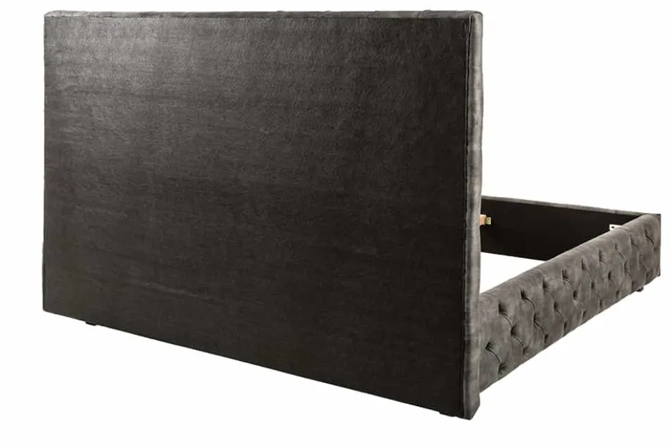 Design Doppelbett PARIS 160x200cm grau Samt Chesterfield Polsterbett