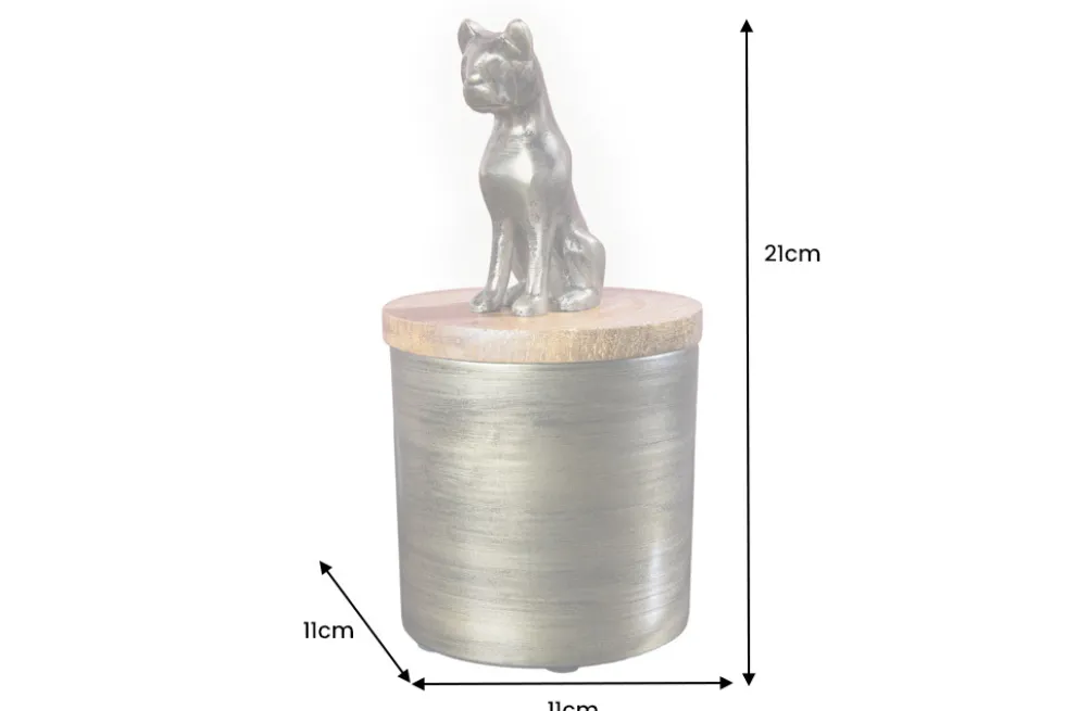 Design Dose PANTHER 20cm gold natur Mangoholz Panther-Figur Metall Dekoration