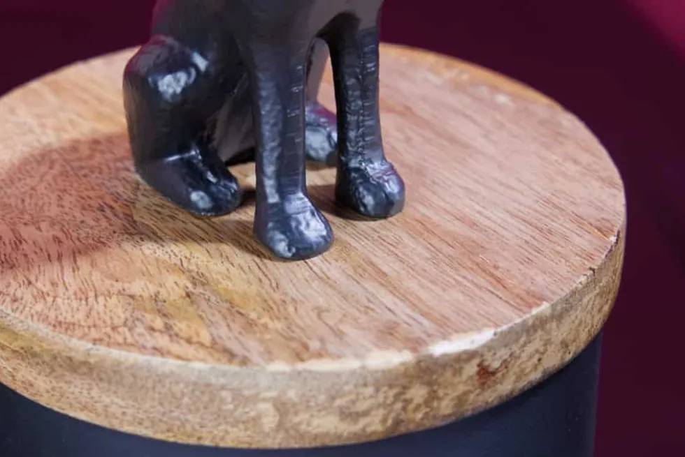 Design Dose PANTHER 20cm schwarz natur Mangoholz Panther-Figur Metall Dekoration