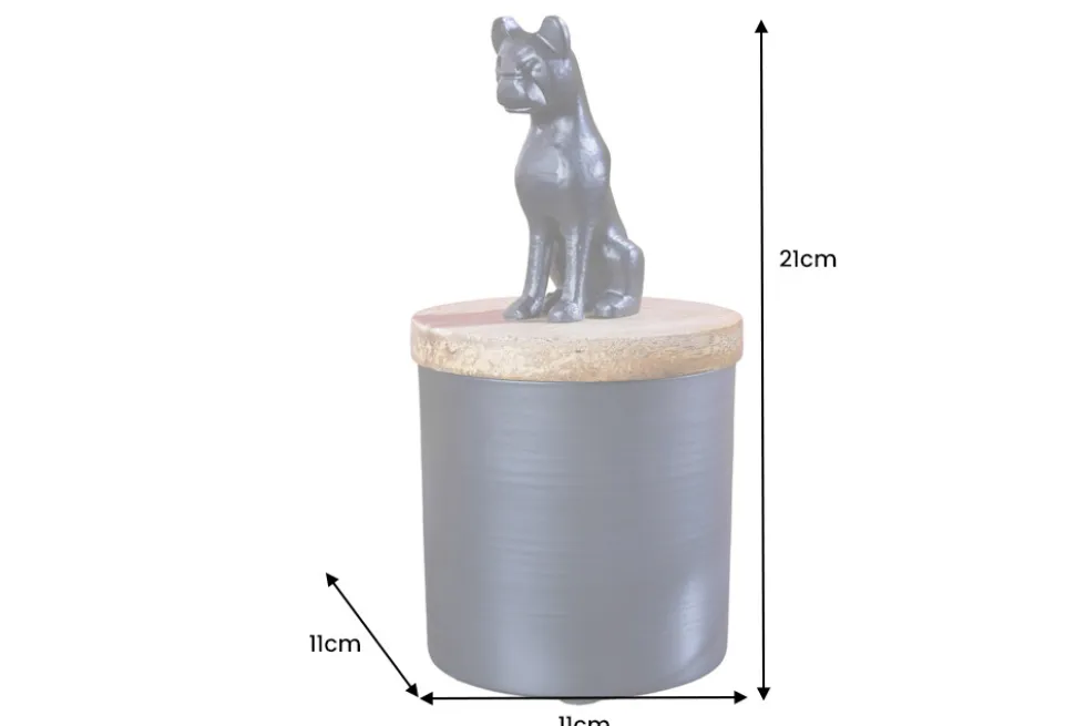 Design Dose PANTHER 20cm schwarz natur Mangoholz Panther-Figur Metall Dekoration