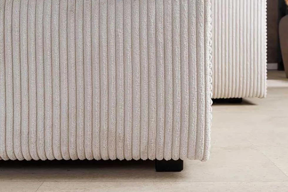Design Ecksofa ATMOSPHERE XL 245cm champagner beige Cord Federkern inkl. Kissen