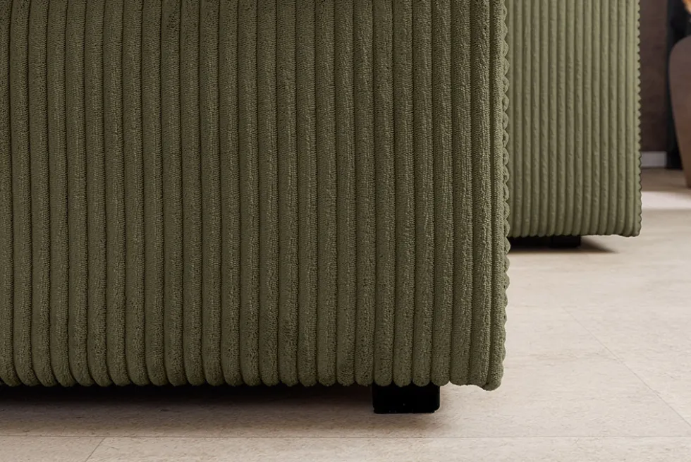 Design Ecksofa ATMOSPHERE XL 245cm grün Cord Federkern inkl. Kissen