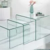 Design 3er Set Glas Couchtisch FANTOME 60cm Beistelltische transparent