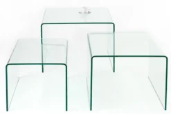 Design 3er Set Glas Couchtisch FANTOME 60cm Beistelltische transparent