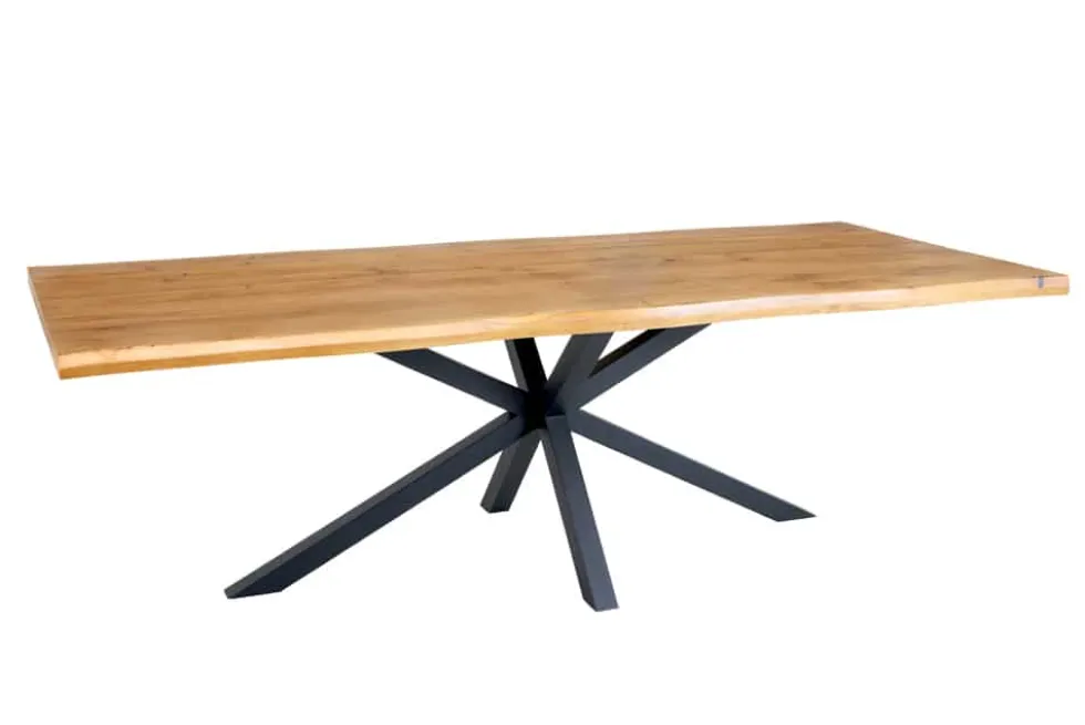 Design Esstisch GALAXIE 200cm natur Eiche Massivholz Sterngestell Baumkante