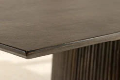 Design Esstisch GRAND 200cm dunkelbraun Mangoholz Bootsform mit Sockel