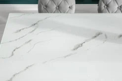 Design Esstisch MODERN BAROCK 200cm weiß chrom Glasplatte Marmor Edelstahlbeine