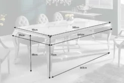Design Esstisch MODERN BAROCK 180cm weiß chrom Glasplatte Marmor Edelstahlbeine