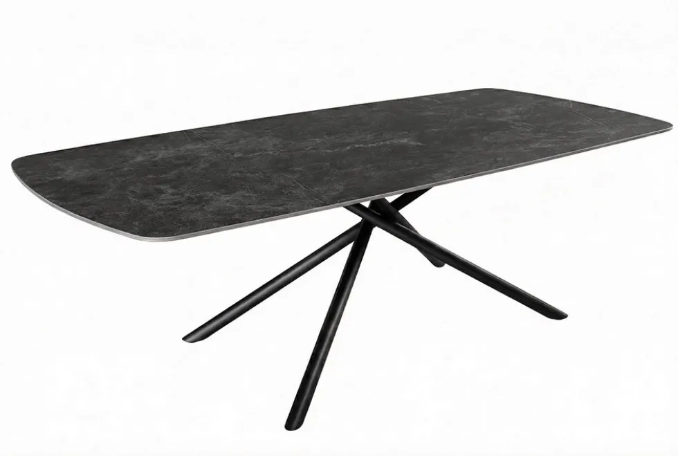 Design Esstisch OSAKA 160cm anthrazit Keramik schwarz Sterngestell Metall