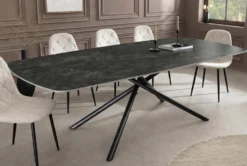 Design Esstisch OSAKA 200cm anthrazit Keramik schwarz Sterngestell Metall