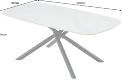 Design Esstisch OSAKA 160cm weiß Keramik schwarz Sterngestell Metall