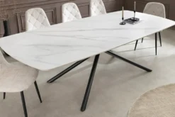 Design Esstisch OSAKA 160cm weiß Keramik schwarz Sterngestell Metall