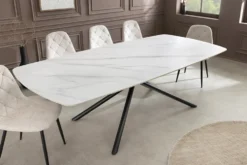 Design Esstisch OSAKA 160cm weiß Keramik schwarz Sterngestell Metall