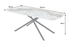 Design Esstisch OSAKA 200cm weiß schwarz Pandora Keramik Sterngestell Metall