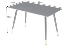 Design Esstisch PARIS 120cm schwarz Eichenholz mit goldenen Fußkappen