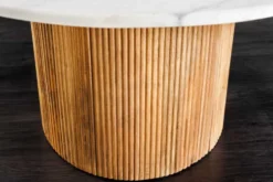 Design Esstisch TRES CHIC 140cm weiß Marmorplatte rund braun Mangoholz