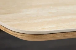 Design Esstisch UNIQUE 200cm natur braun Travertin Keramik Eichenholz Säulenfuß