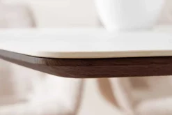 Design Esstisch UNIQUE 200cm weiß Walnuss Keramik Marmor Säulenfuß