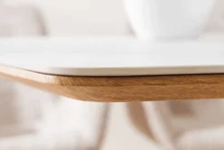 Design Esstisch UNIQUE 200cm weiß Eiche Keramik Marmor Säulenfuß