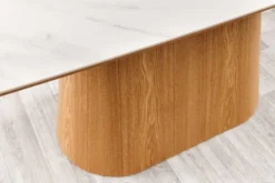 Design Esstisch UNIQUE 200cm weiß Eiche Keramik Marmor Säulenfuß
