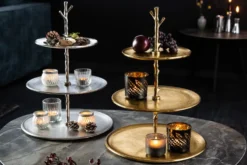 Design Etagere ABSTRACT 50cm silber mit drei Etagen