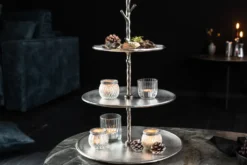 Design Etagere ABSTRACT 50cm silber mit drei Etagen