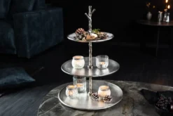 Design Etagere ABSTRACT 50cm silber mit drei Etagen