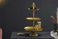 Design Etagere ORIENT 50cm gold im Wild Hammerschlag mit drei Etagen