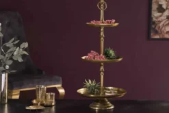 Design Etagere ORIENT 65cm gold im Wild Hammerschlag mit drei Etagen