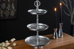 Design Etagere ORIENT 50cm silber im Wild Hammerschlag mit drei Etagen