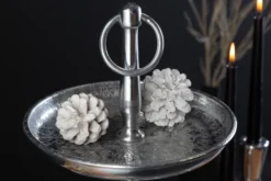 Design Etagere ORIENT 50cm silber im Wild Hammerschlag mit drei Etagen