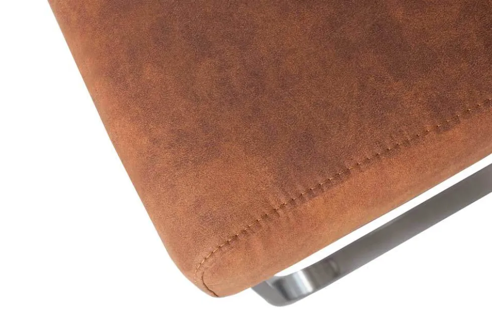 Design Freischwinger Stuhl COMFORT hellbraun mit Edelstahl-Gestell