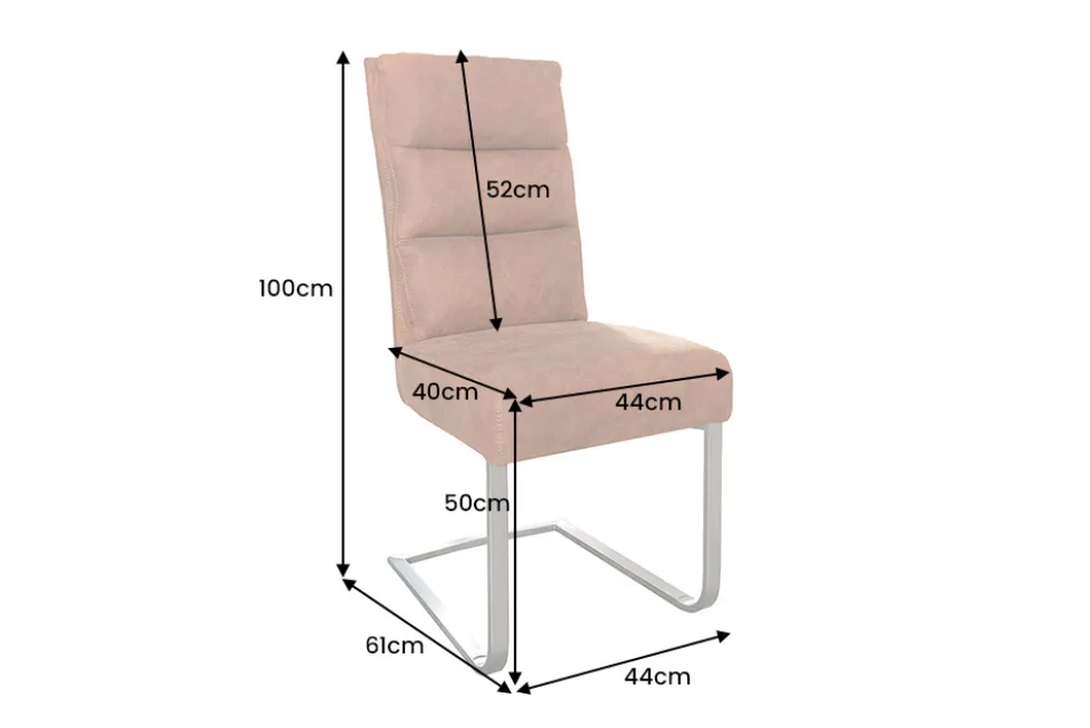 Design Freischwinger Stuhl COMFORT hellbraun mit Edelstahl-Gestell