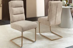 Design Freischwinger Stuhl COMFORT beige Strukturstoff mit Metallgestell