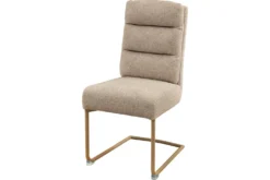 Design Freischwinger Stuhl COMFORT beige Strukturstoff mit Metallgestell
