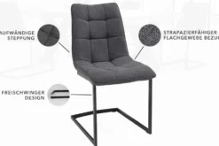 Design Freischwinger Stuhl MIAMI dunkelgrau Metallgestell matt schwarz