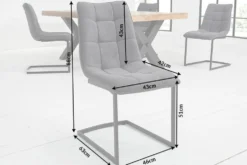 Design Freischwinger Stuhl MIAMI dunkelgrau Metallgestell matt schwarz