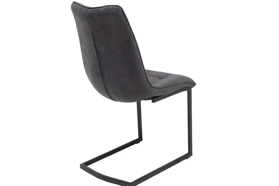 Design Freischwinger Stuhl MIAMI dunkelgrau Metallgestell matt schwarz