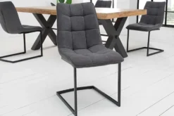 Design Freischwinger Stuhl MIAMI dunkelgrau Metallgestell matt schwarz