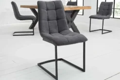 Design Freischwinger Stuhl MIAMI dunkelgrau Metallgestell matt schwarz