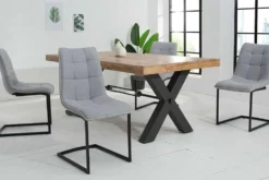 Design Freischwinger Stuhl MIAMI hellgrau Metallgestell matt schwarz