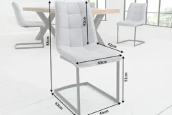 Design Freischwinger Stuhl MIAMI hellgrau Metallgestell matt schwarz