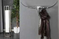 Design Garderobe BULL 100cm Aluminium Wanddekoration Stierkopf